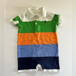 3/$12 Ralph Lauren Colorblock Summer Polo Onesie 9M